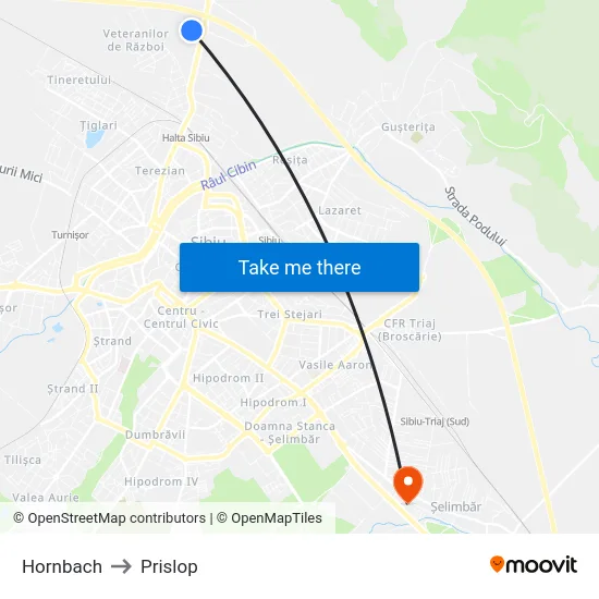 Hornbach to Prislop map