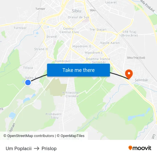 Um Poplacii to Prislop map