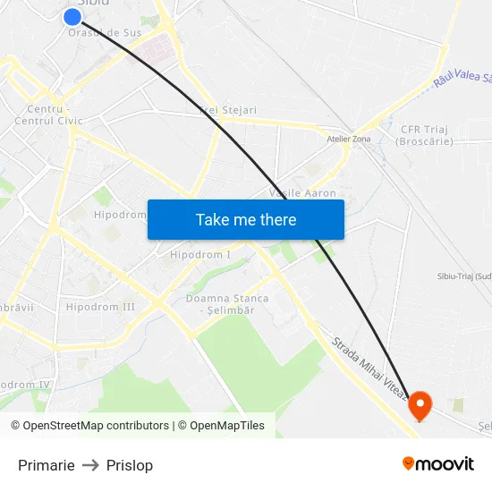 Primarie to Prislop map