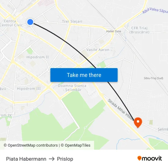 Piata Habermann to Prislop map
