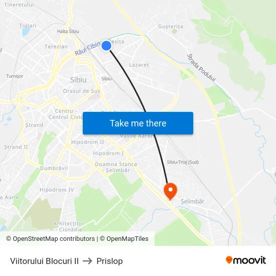 Viitorului Blocuri II to Prislop map