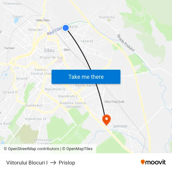 Viitorului Blocuri I to Prislop map