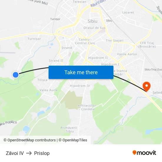 Zăvoi IV to Prislop map