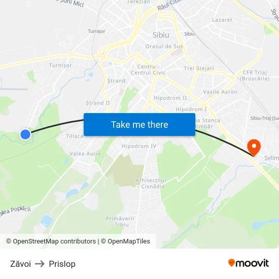 Zăvoi to Prislop map