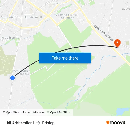 Lidl Arhitecților I to Prislop map