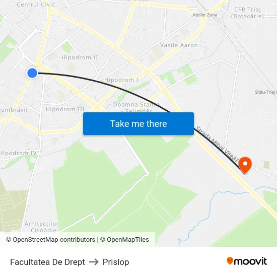 Facultatea De Drept to Prislop map