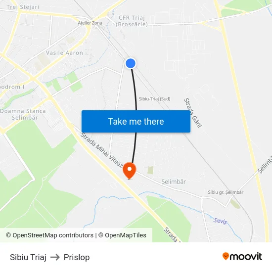 Sibiu Triaj to Prislop map