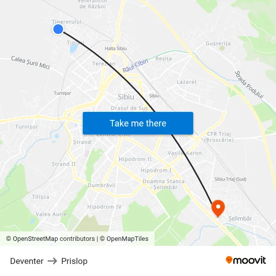 Deventer to Prislop map