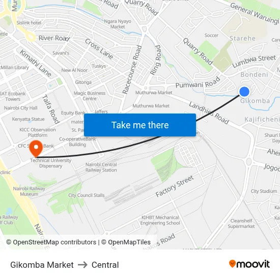 Gikomba Market to Central map