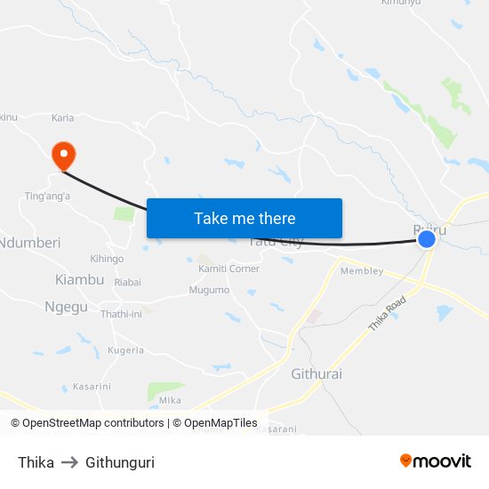 Thika to Githunguri map