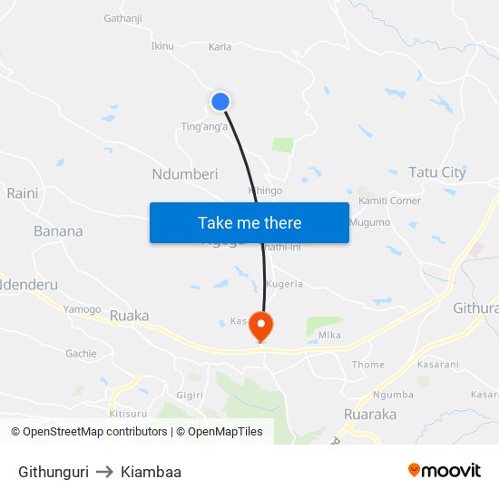 Githunguri to Kiambaa map