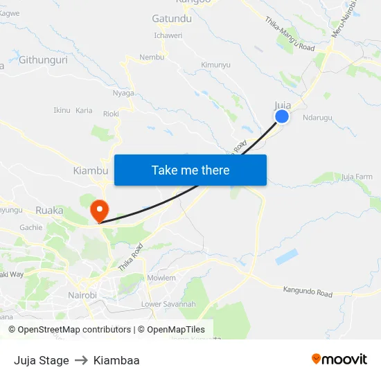 Juja Stage to Kiambaa map