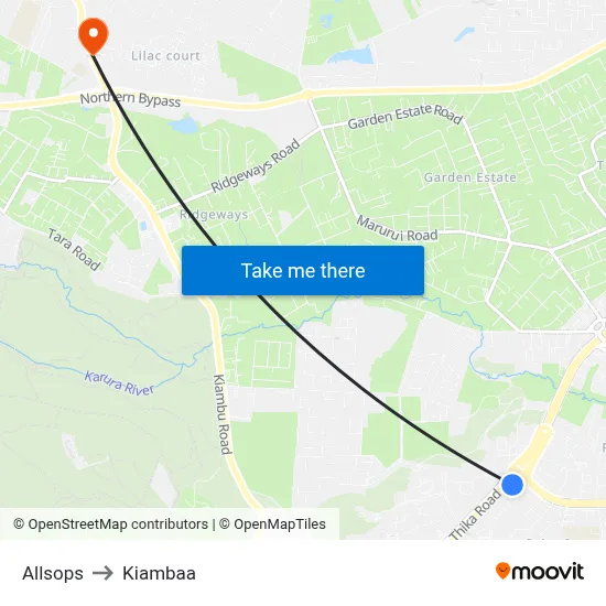 Allsops to Kiambaa map