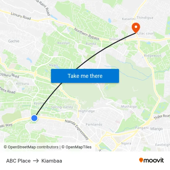 ABC Place to Kiambaa map