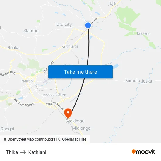 Thika to Kathiani map