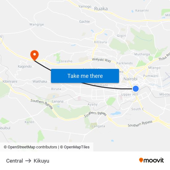 Central to Kikuyu map