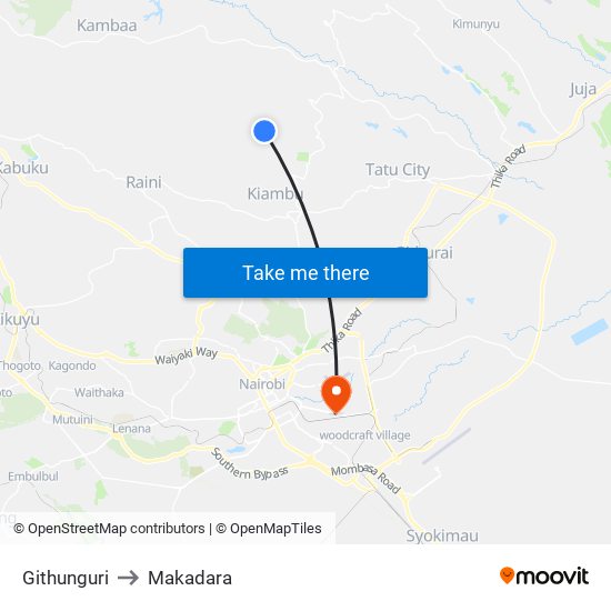 Githunguri to Makadara map