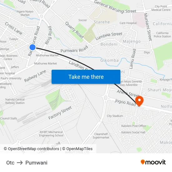Otc to Pumwani map