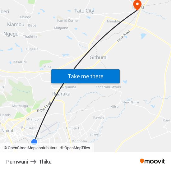 Pumwani to Thika map