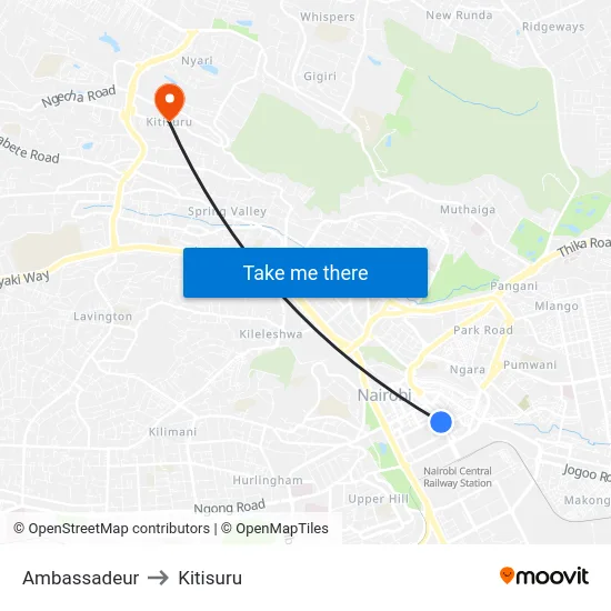 Ambassadeur to Kitisuru map