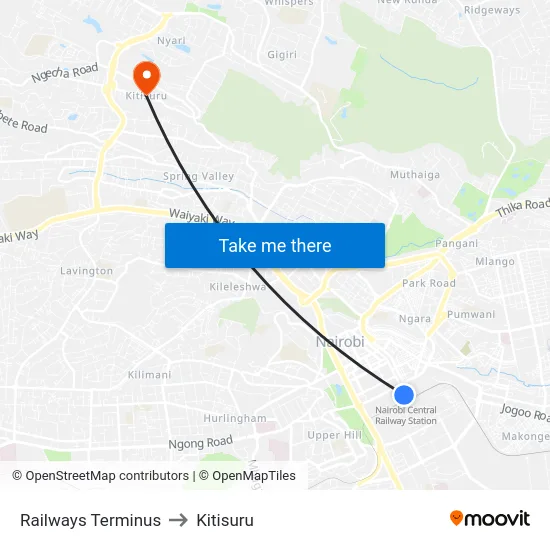 Railways Terminus to Kitisuru map