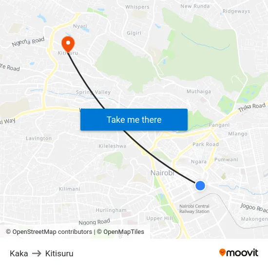 Kaka to Kitisuru map