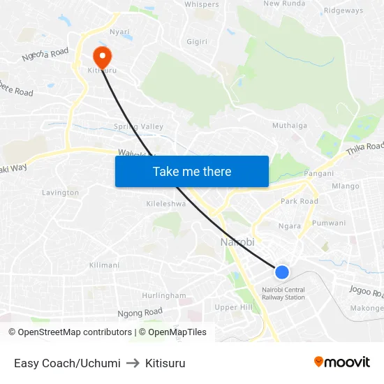Easy Coach/Uchumi to Kitisuru map