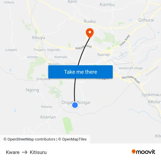 Kware to Kitisuru map