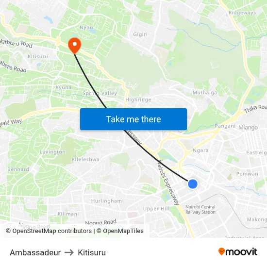 Ambassadeur to Kitisuru map