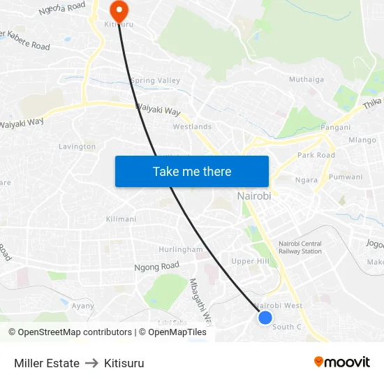 Miller Estate to Kitisuru map