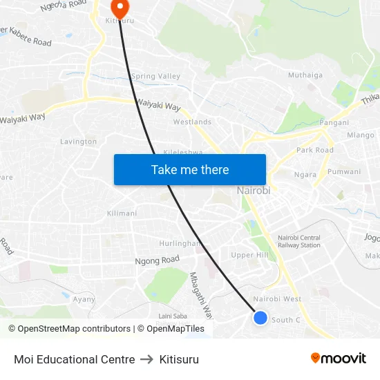 Moi Educational Centre to Kitisuru map