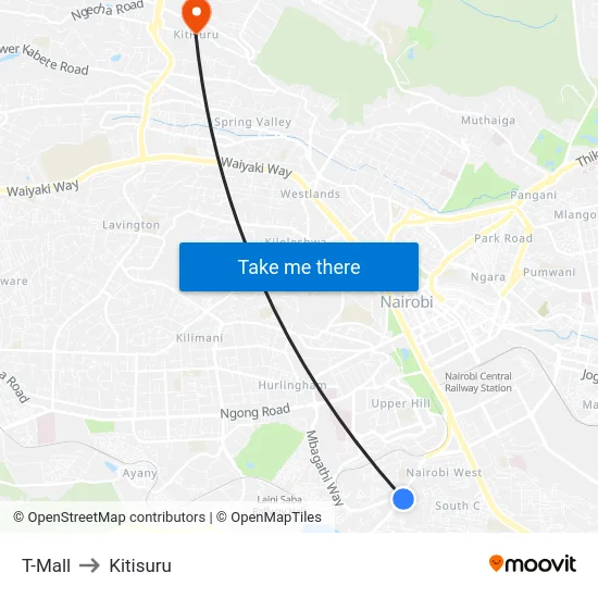 T-Mall to Kitisuru map