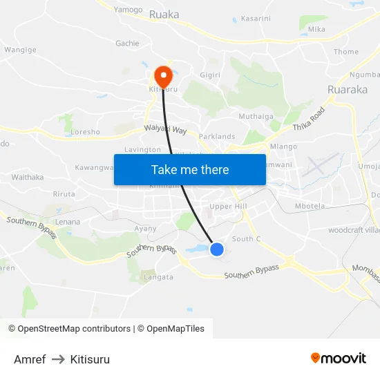 Amref to Kitisuru map