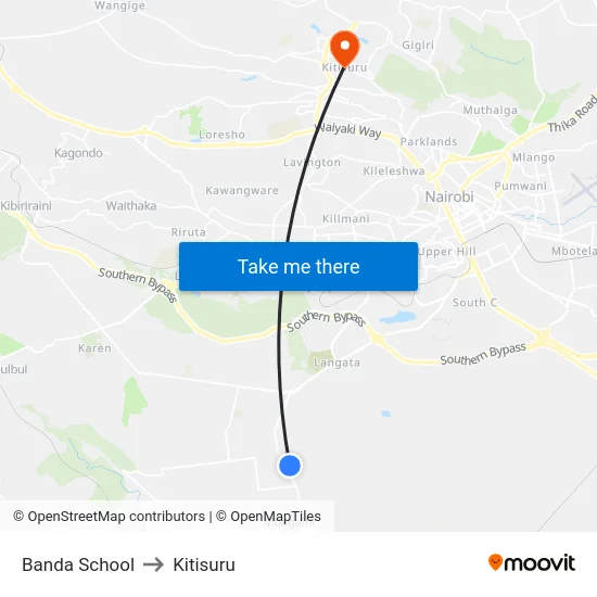Banda School to Kitisuru map