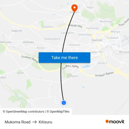 Mukoma Road to Kitisuru map