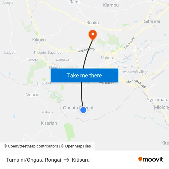 Tumaini/Ongata Rongai to Kitisuru map