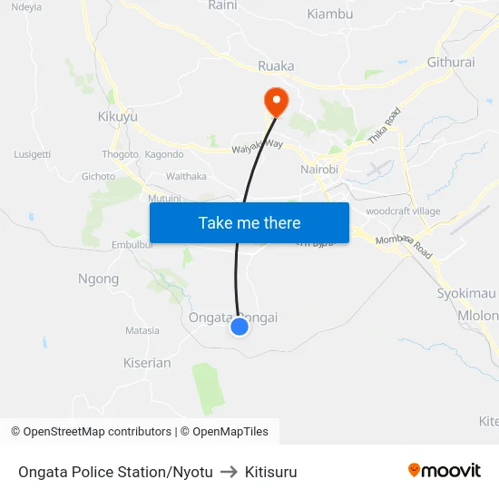 Ongata Police Station/Nyotu to Kitisuru map