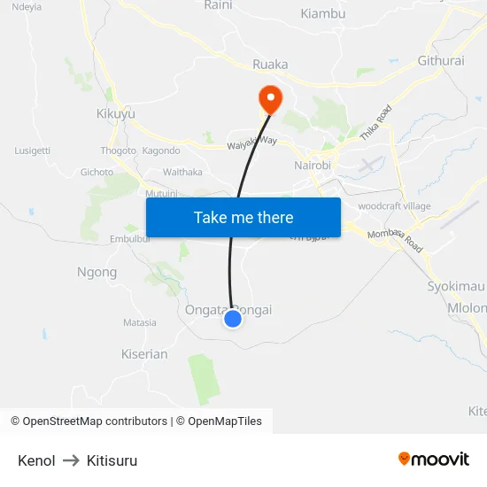 Kenol to Kitisuru map
