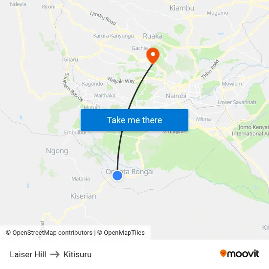 Laiser Hill to Kitisuru map