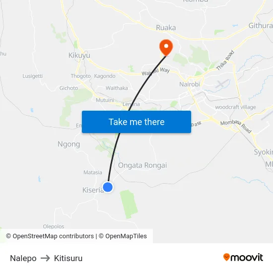 Nalepo to Kitisuru map