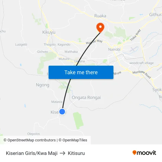 Kiserian Girls/Kwa Maji to Kitisuru map