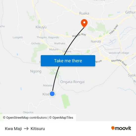 Kwa Maji to Kitisuru map
