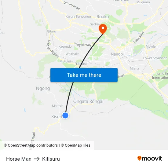 Horse Man to Kitisuru map