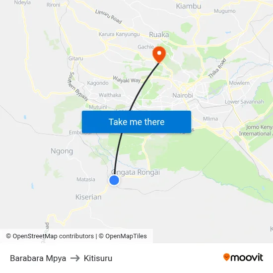 Barabara Mpya to Kitisuru map