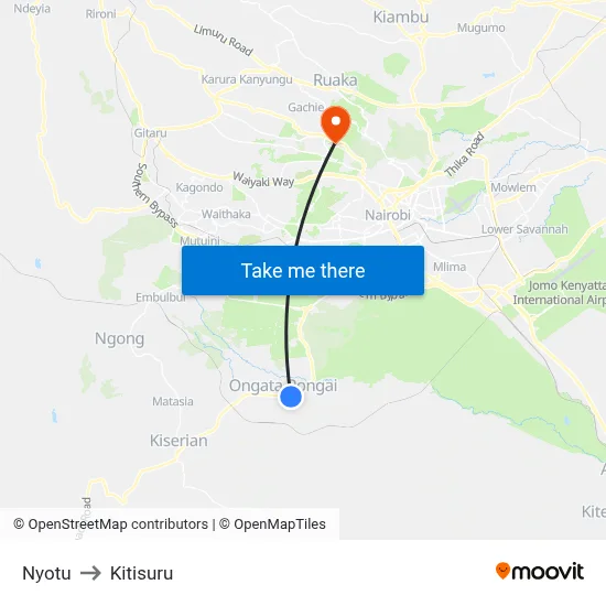 Nyotu to Kitisuru map