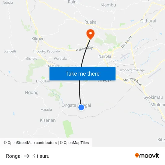 Rongai to Kitisuru map