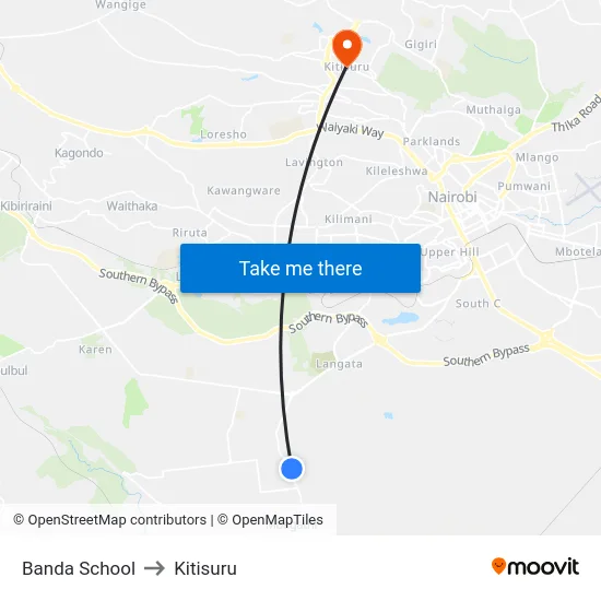 Banda School to Kitisuru map