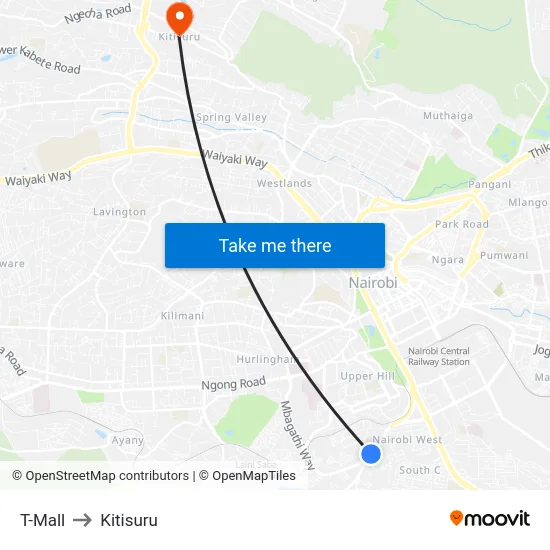 T-Mall to Kitisuru map