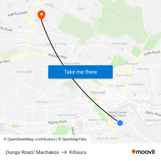 Dunga Road/ Machakos to Kitisuru map