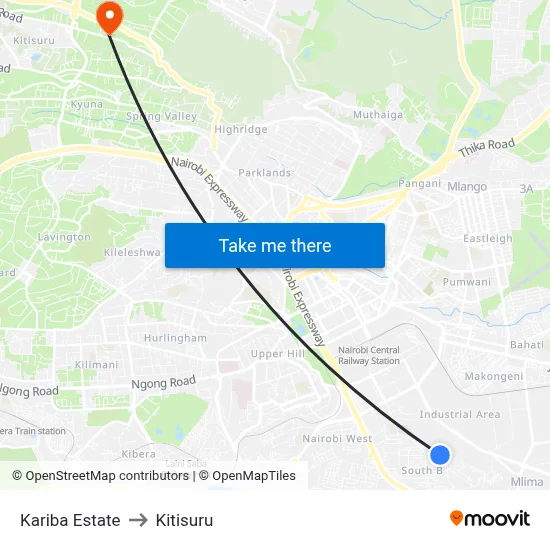 Kariba Estate to Kitisuru map